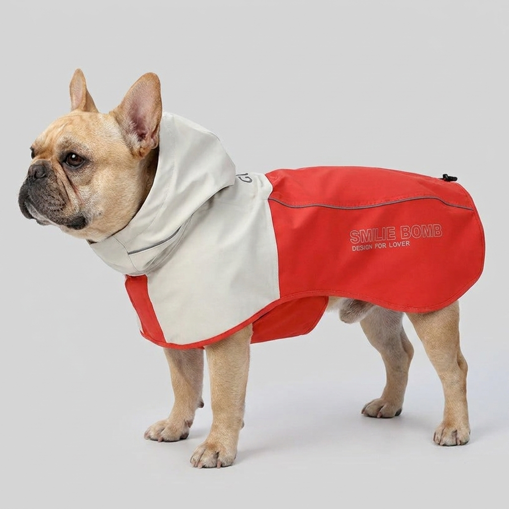 French Bulldog hard shell split weatherproof raincoat