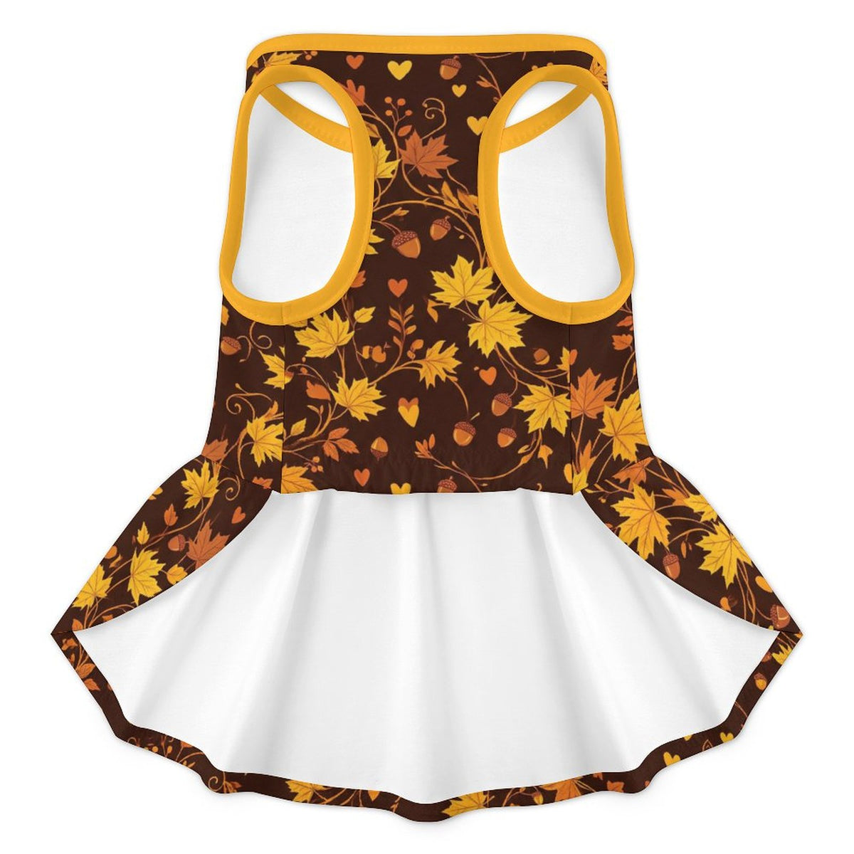 Autumn Maple Leaves French Bulldog Ruffle Dress