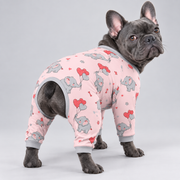 Sweet Elephant French Bulldog Pajamas – Soft Dog Sleepwear back view on French Bulldog