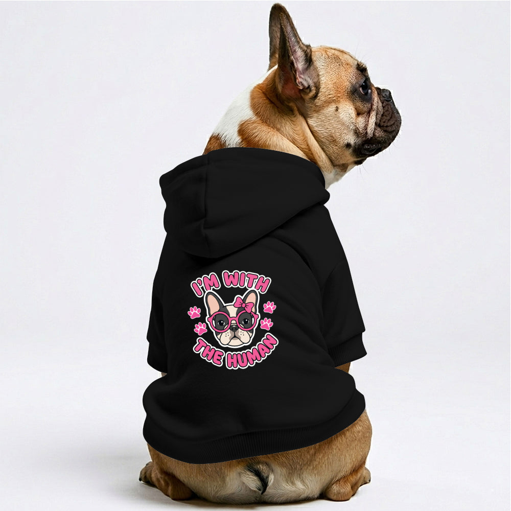 I'm With Human French Bulldog Hoodie | The Frenchie Shop 100% Cotton Sweatshirt