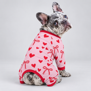 Sweetheart Bow French Bulldog Pajamas – Soft Dog Sleepwear back view on French Bulldog