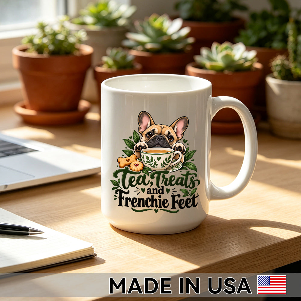 Tea, Treats and Frenchie Feet — French Bulldog Coffee Mug