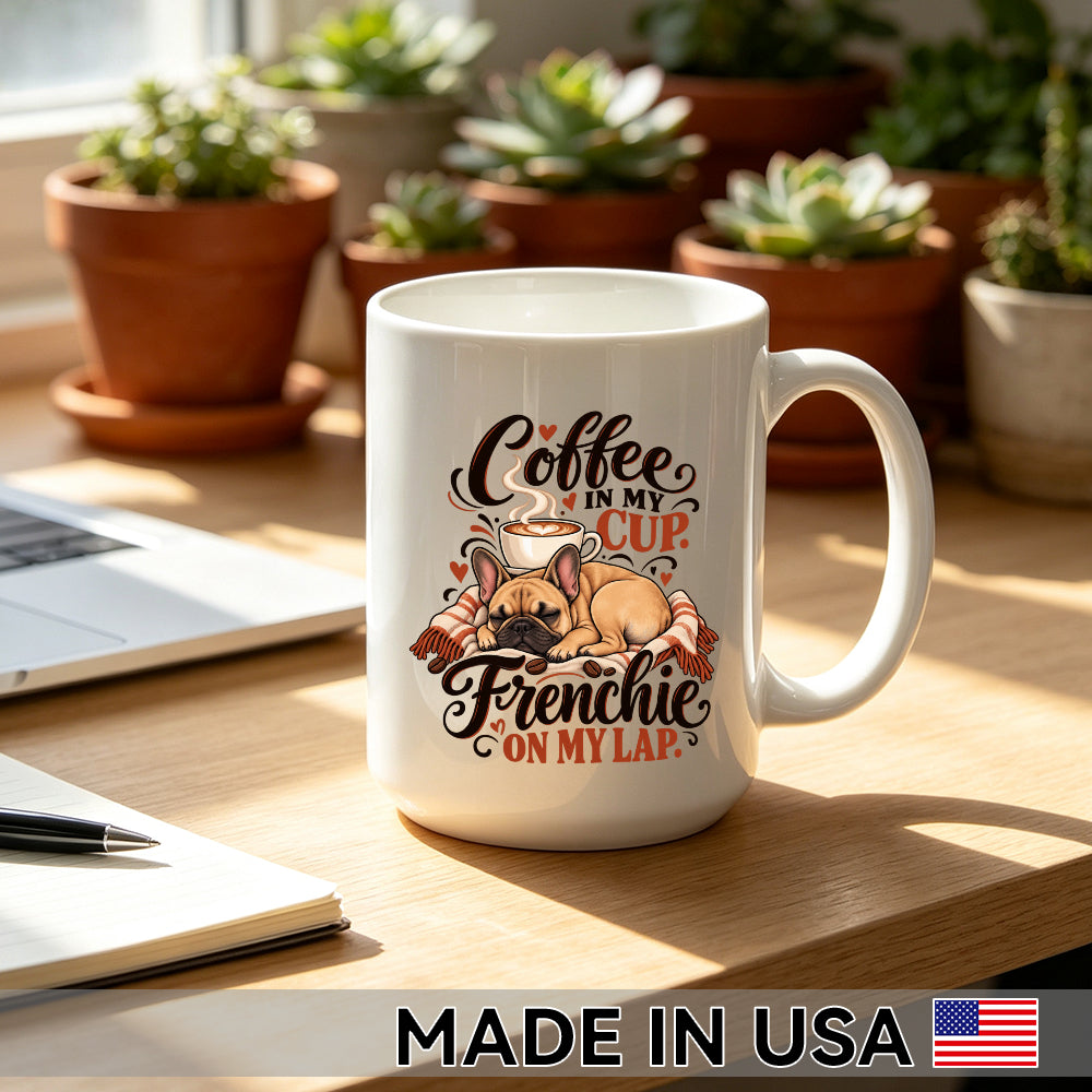 Coffee in My Cup. Frenchie on My Lap. — French Bulldog Coffee Mug