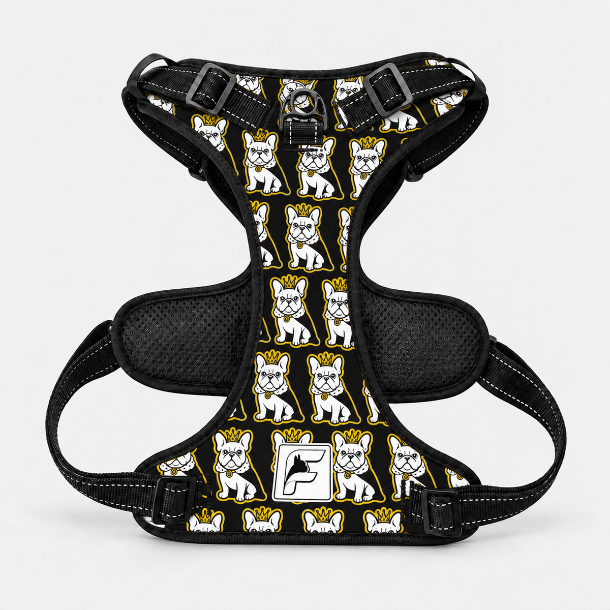Frenchie Sketch no-pull dog harness with padded vest and breathable mesh lining