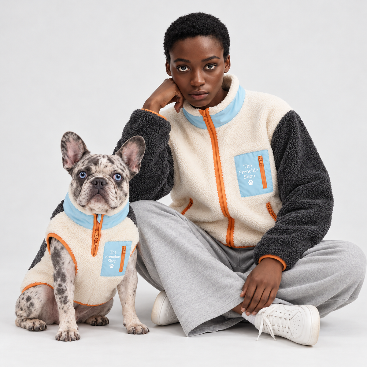 Matching French Bulldog & Owner Fleece Jackets