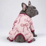 Sweet Ribbon French Bulldog Pajamas – Soft Dog Sleepwear back view on French Bulldog