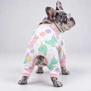 Pastel Dinosaur French Bulldog Pajamas – Soft Dog Sleepwear back view on French Bulldog