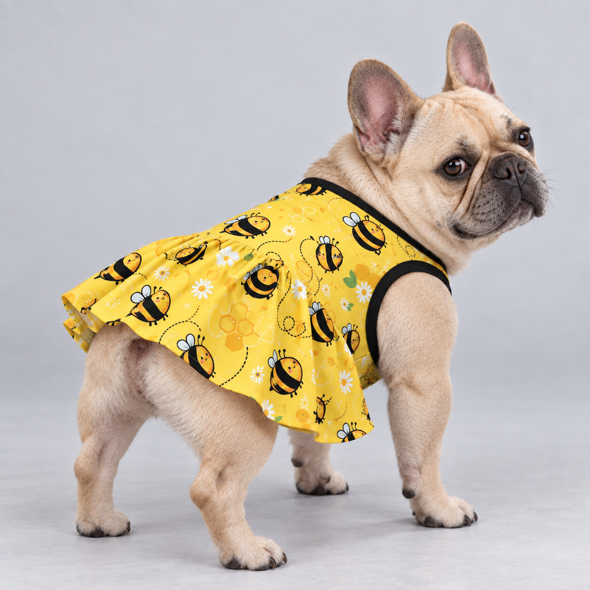 Honey Bee Daisy French Bulldog Ruffle Dress
