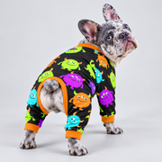 Little Monster French Bulldog Pajamas – Soft Dog Sleepwear back view on French Bulldog