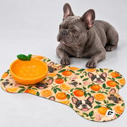 Citrus Snouts Frenchie Bone-Shaped Dog Bowl Mat