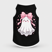 Pink Bow Ghost Halloween French Bulldog Cotton Tank Top