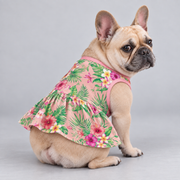 Tropical Hibiscus Floral French Bulldog Ruffle Dress
