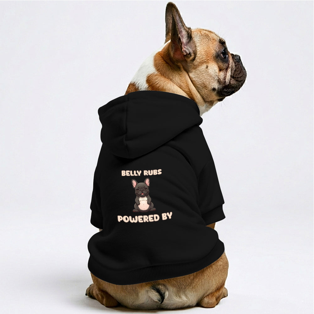 Powered By Belly Rubs French Bulldog Hoodie | The Frenchie Shop 100% Cotton Sweatshirt