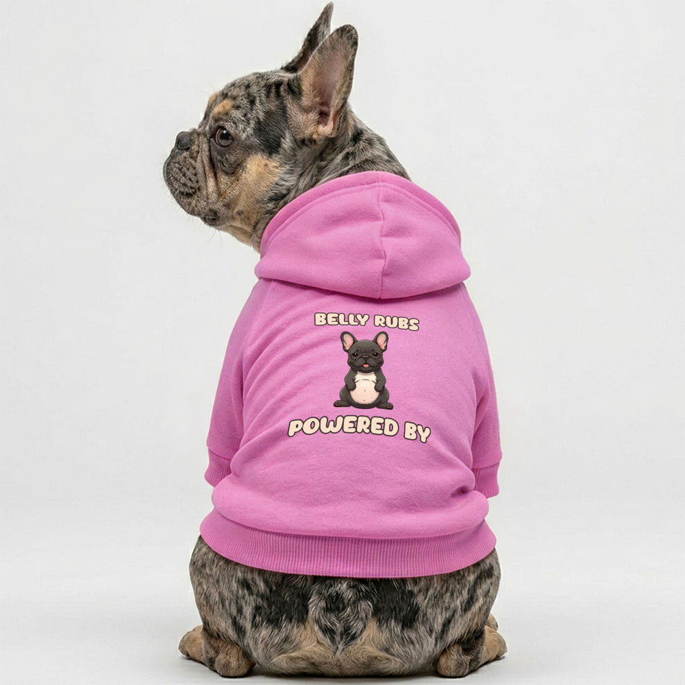 Powered By Belly Rubs French Bulldog Hoodie | The Frenchie Shop 100% Cotton Sweatshirt