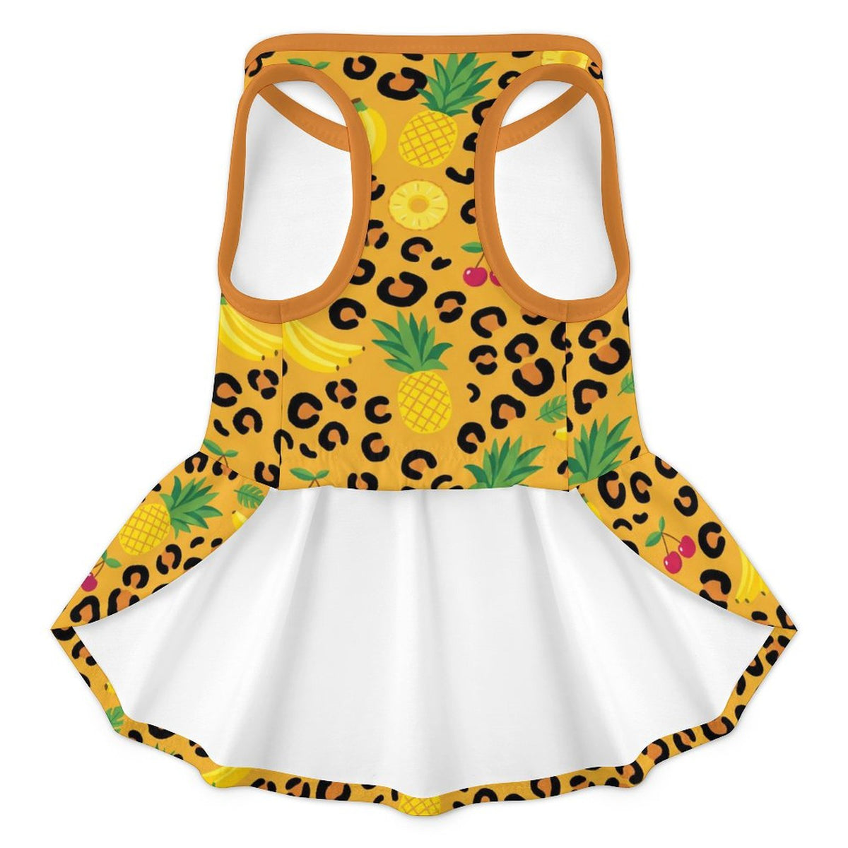 Tropical Leopard Fruit French Bulldog Ruffle Dress
