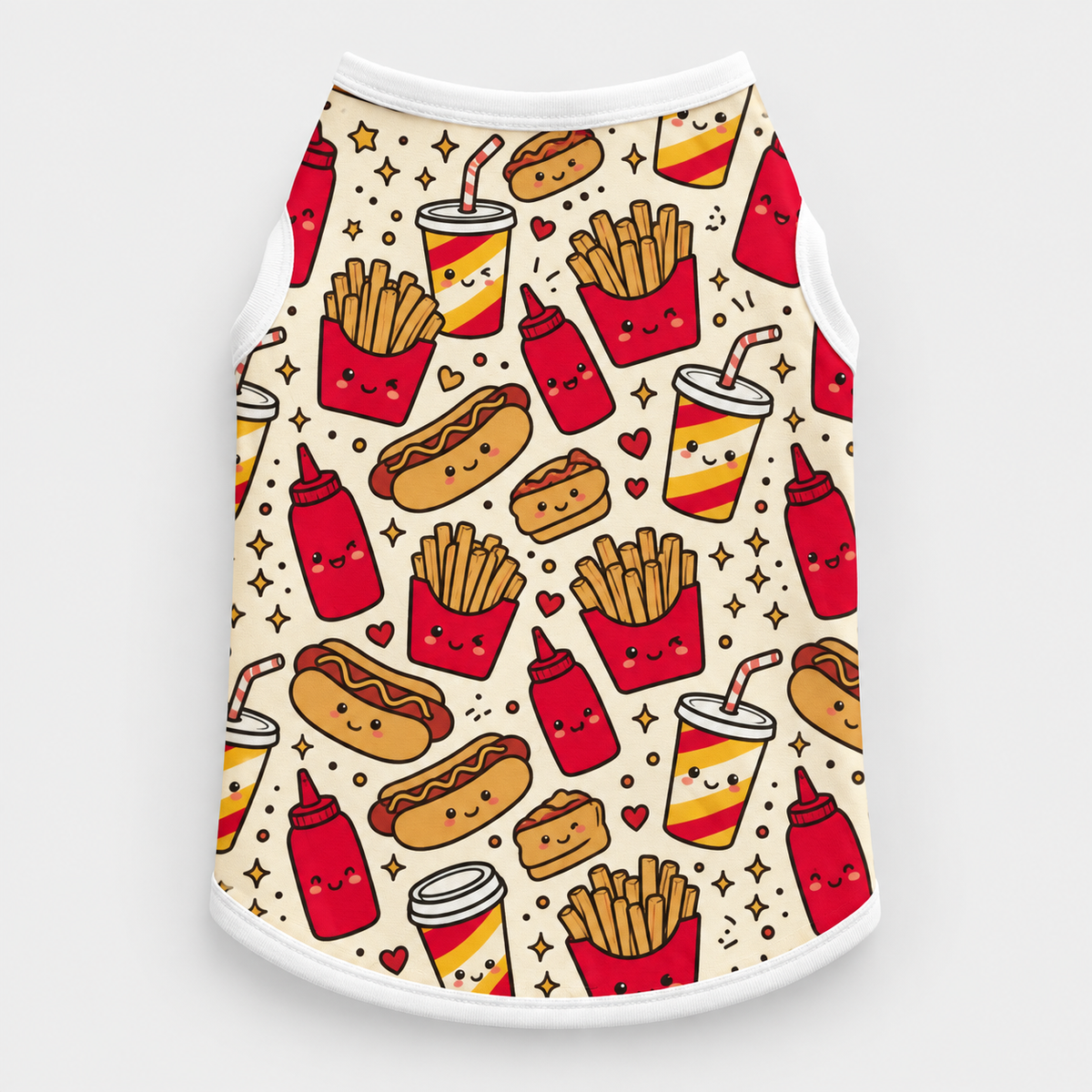 Fast Food Friends French Bulldog Cotton Tank Top