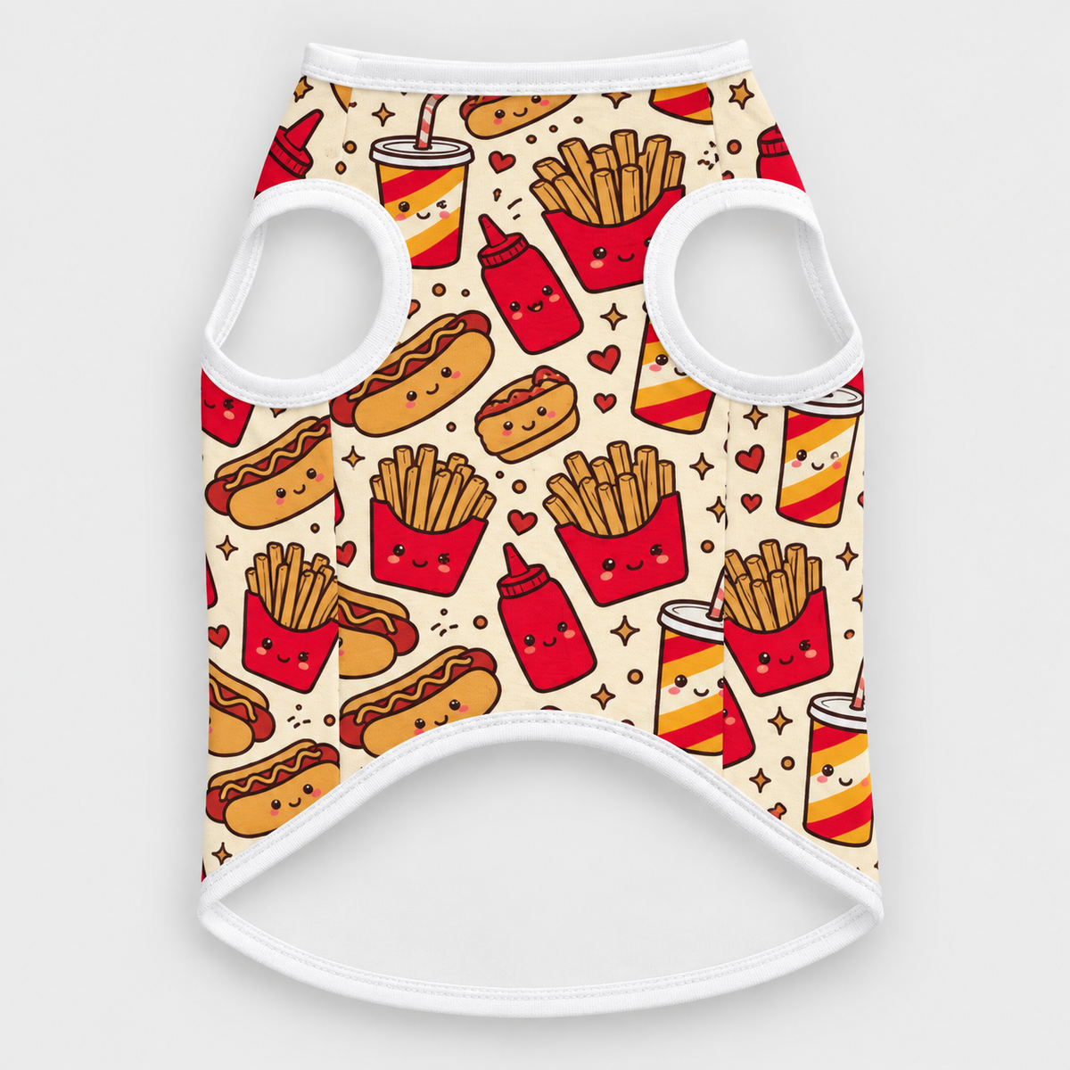 Fast Food Friends French Bulldog Cotton Tank Top