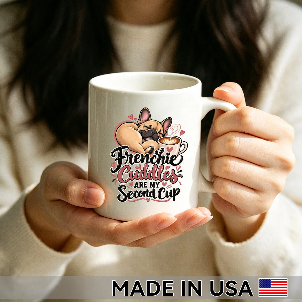 Frenchie Cuddles Are My Second Cup — French Bulldog Coffee Mug