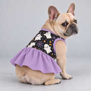 Cute Ghost Spiderweb French Bulldog Ruffle Dress