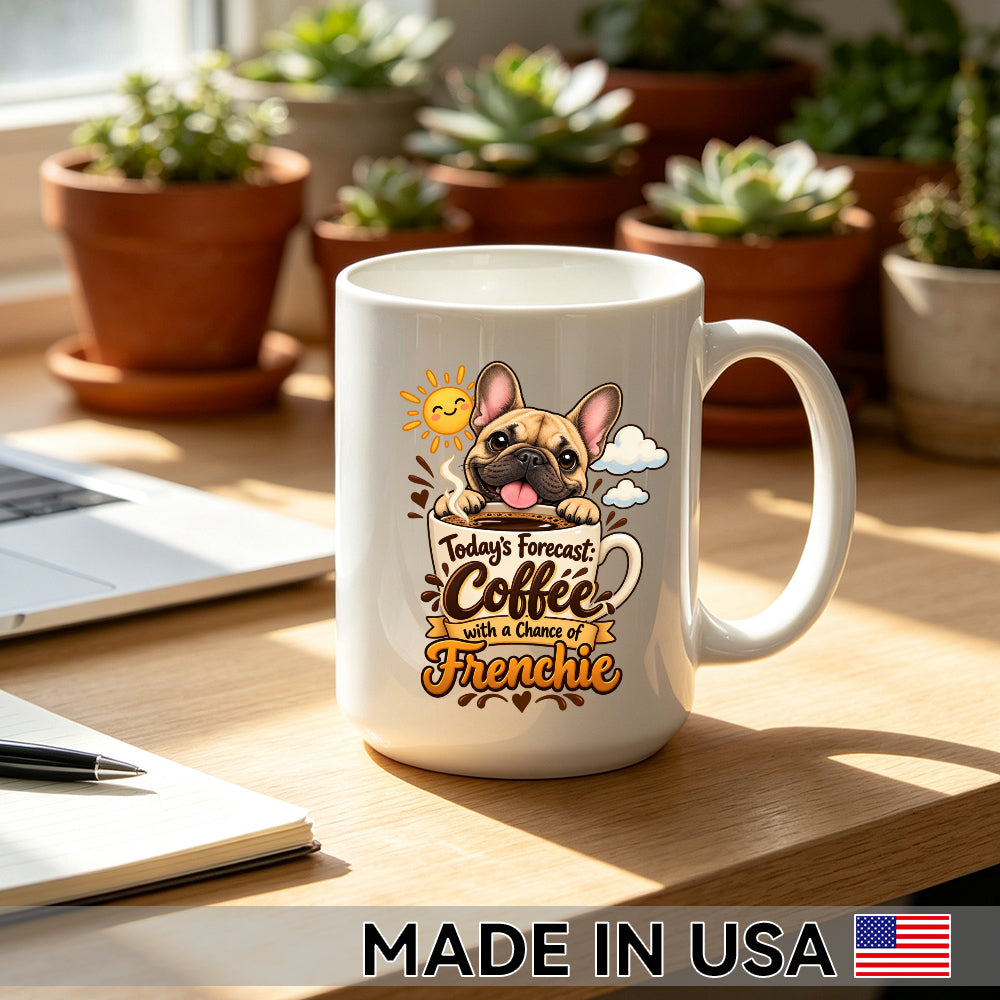 Today's Forecast: Coffee with a Chance of Frenchie — French Bulldog Coffee Mug