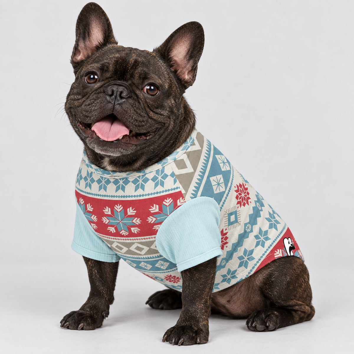 Frenchie wool sweater in a premium wool blend for cozy cold weather layering.