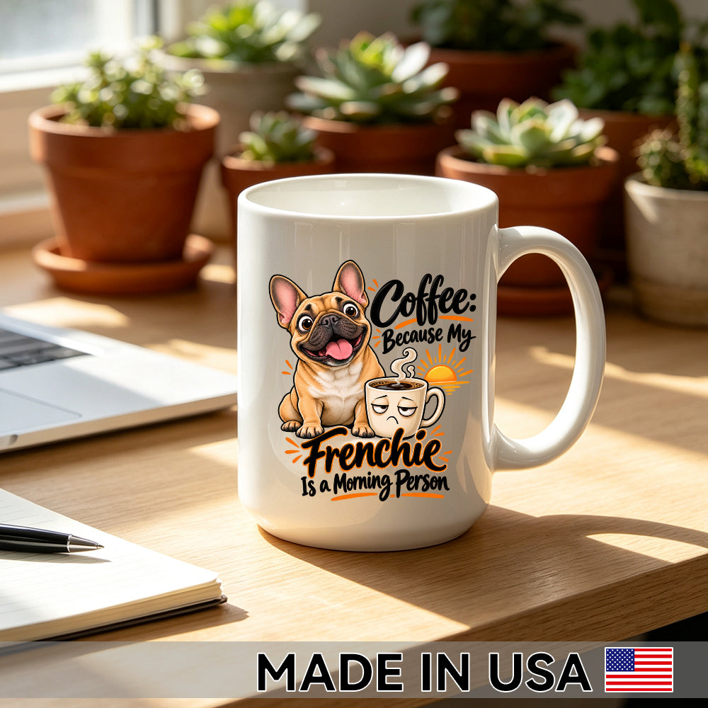Coffee: Because My Frenchie Is a Morning Person — French Bulldog Coffee Mug