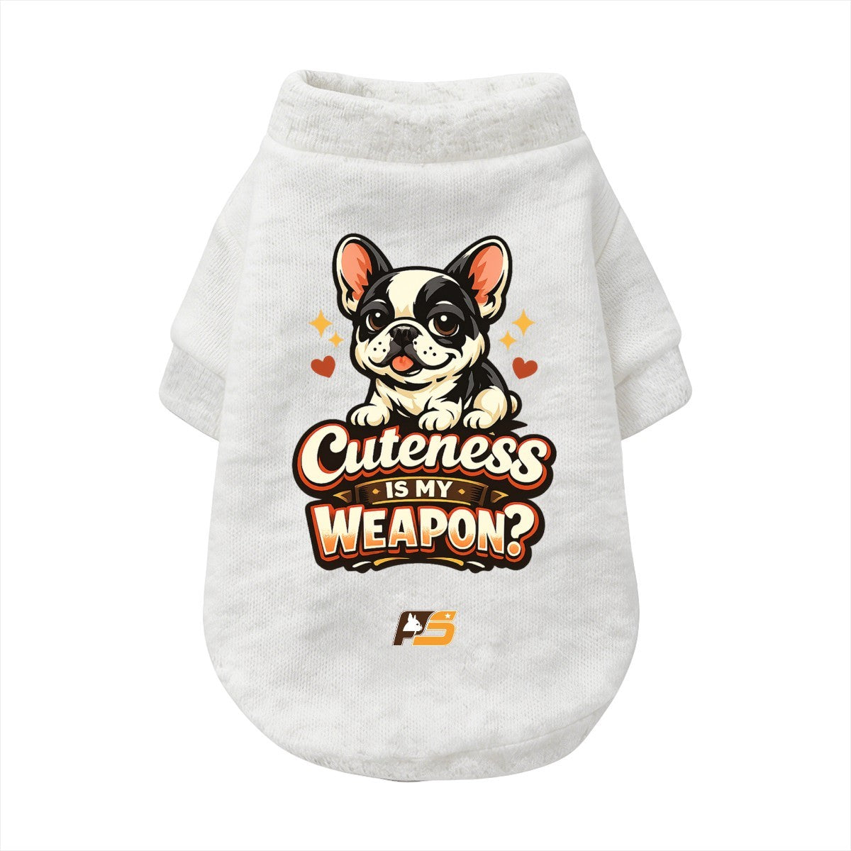 Cuteness Is My Weapon French Bulldog sweatshirt cardigan with finished neckline and cuffs