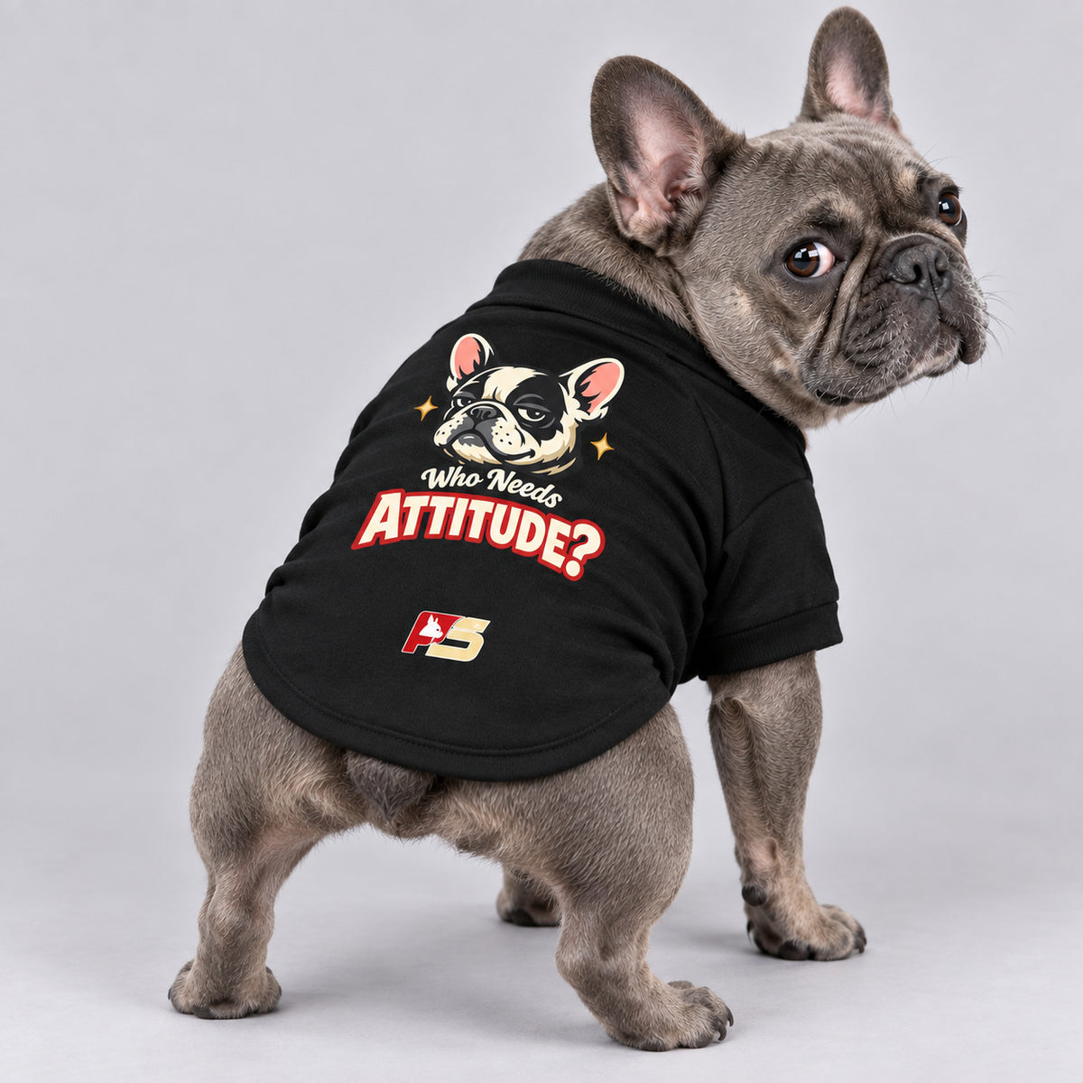Who Needs Attitude? French Bulldog cardigan, cotton-blend sweatshirt with button front