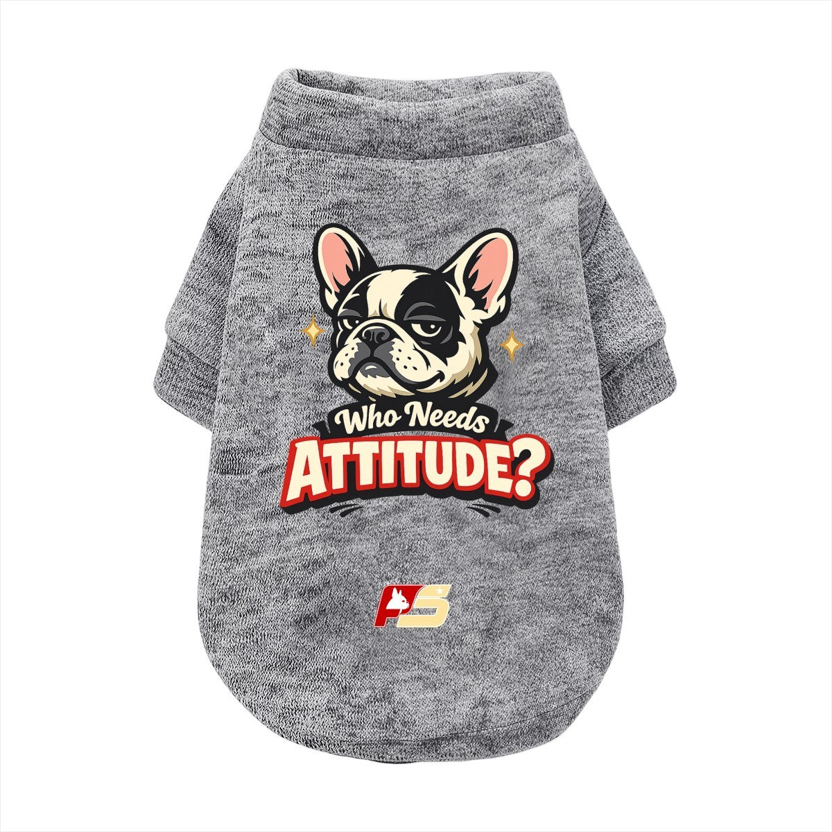 Who Needs Attitude? French Bulldog cardigan with curved hem in soft cotton-blend fabric