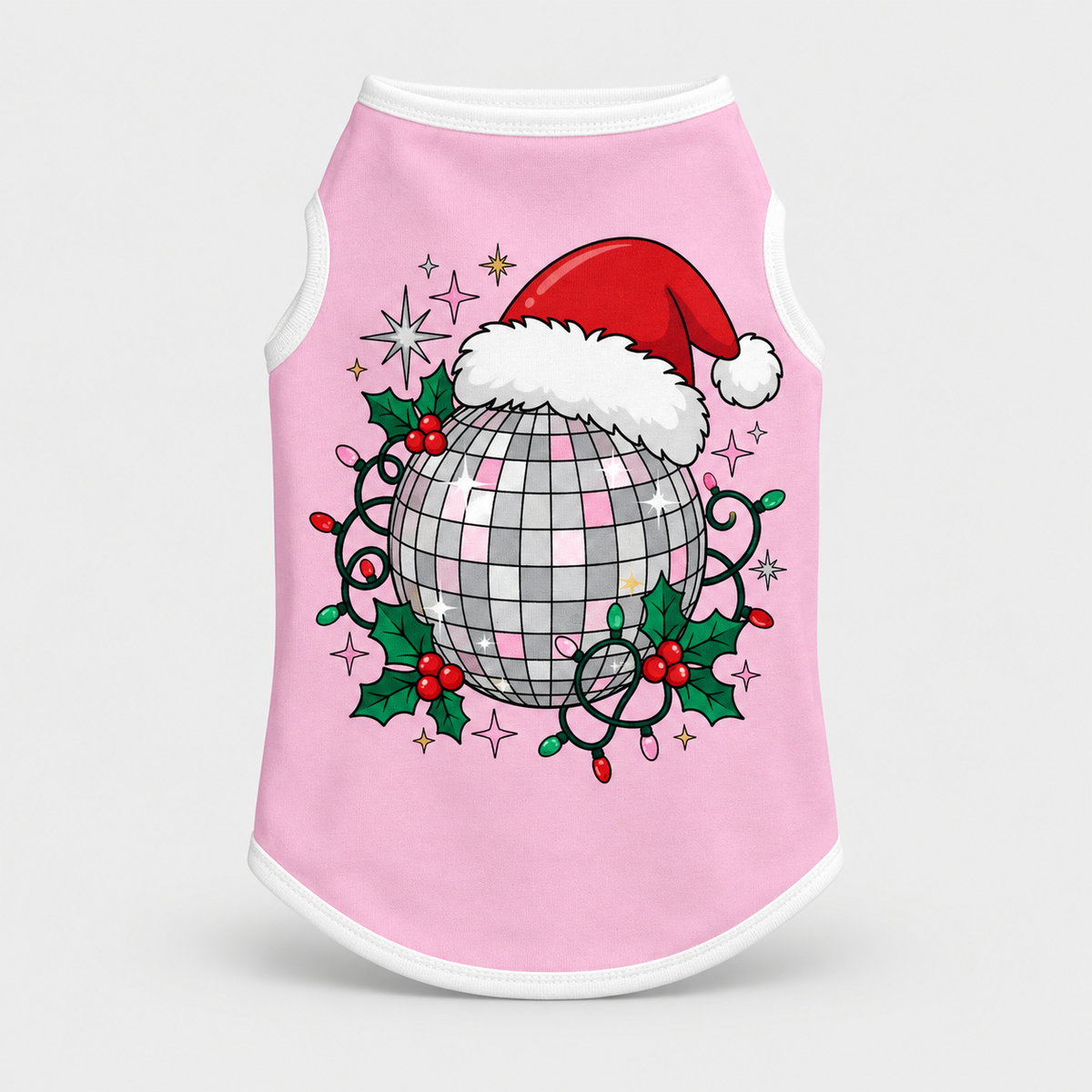 Santa Disco Ball Christmas French Bulldog Cotton Tank Top
