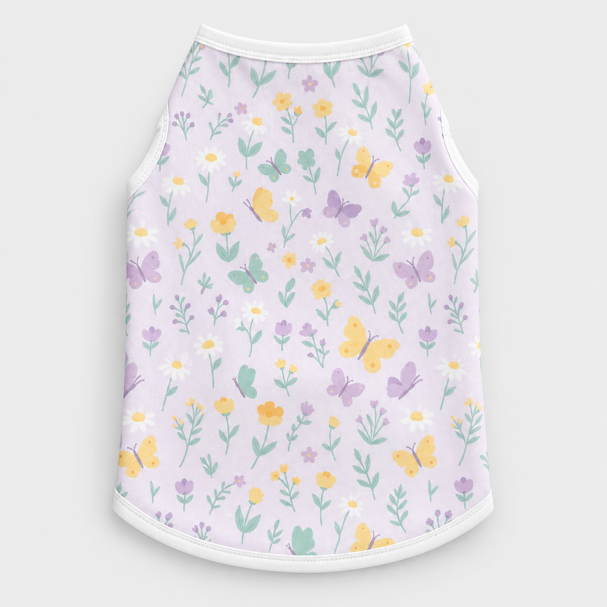 Pastel Butterflies & Flowers French Bulldog Cotton Tank Top