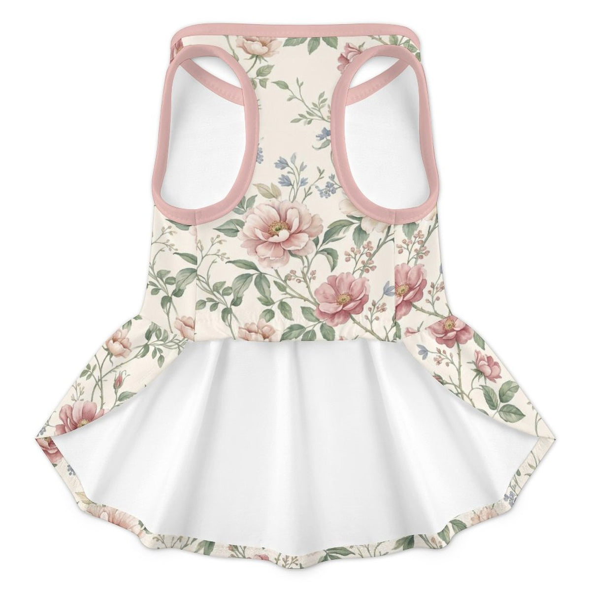 Vintage Rose Floral French Bulldog Ruffle Dress