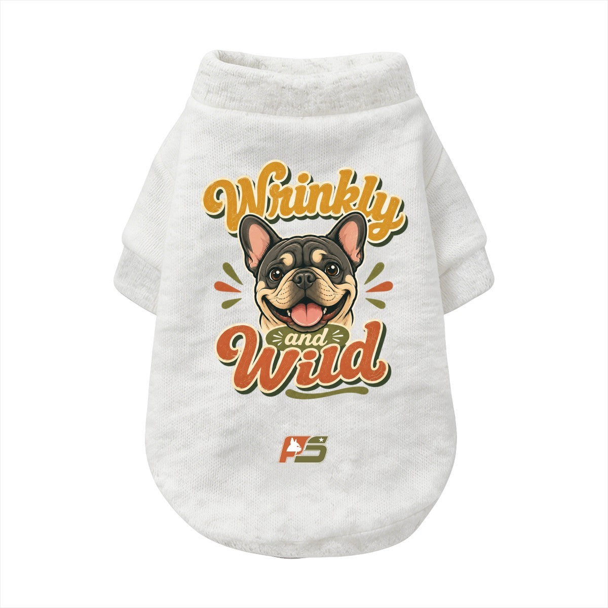 Wrinkly and Wild French Bulldog sweatshirt cardigan with finished neckline and cuffs