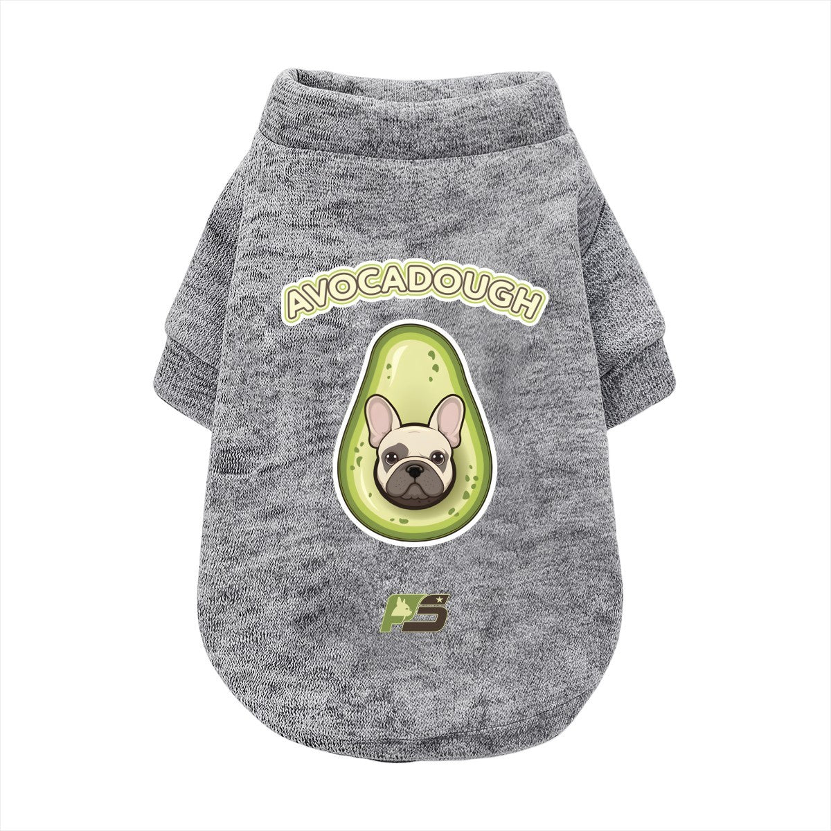 Avocadough French Bulldog cardigan, button-front dog sweatshirt in black, white or gray