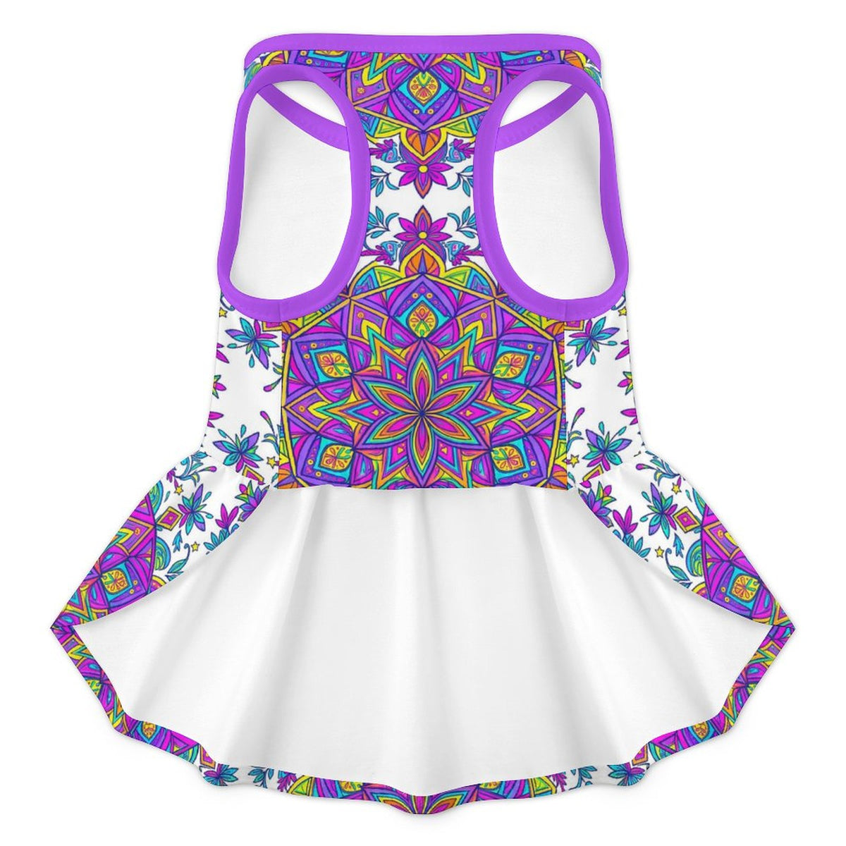 Boho Mandala Floral French Bulldog Ruffle Dress