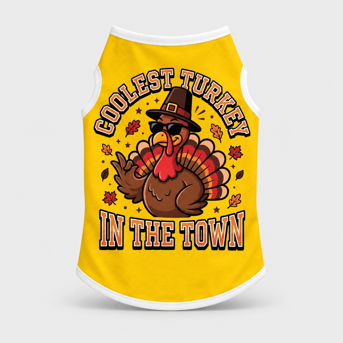 Coolest Turkey Thanksgiving French Bulldog Cotton Tank Top