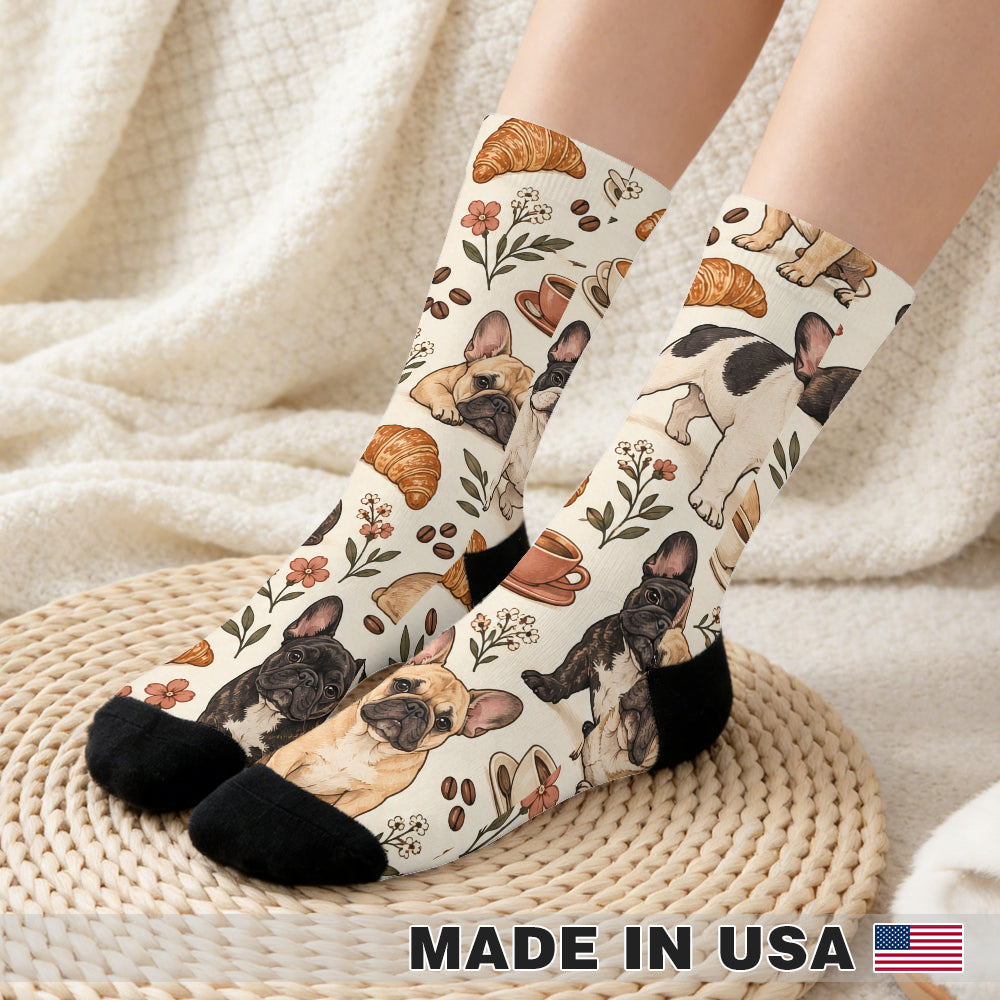 Frenchie Café Club Crew Socks