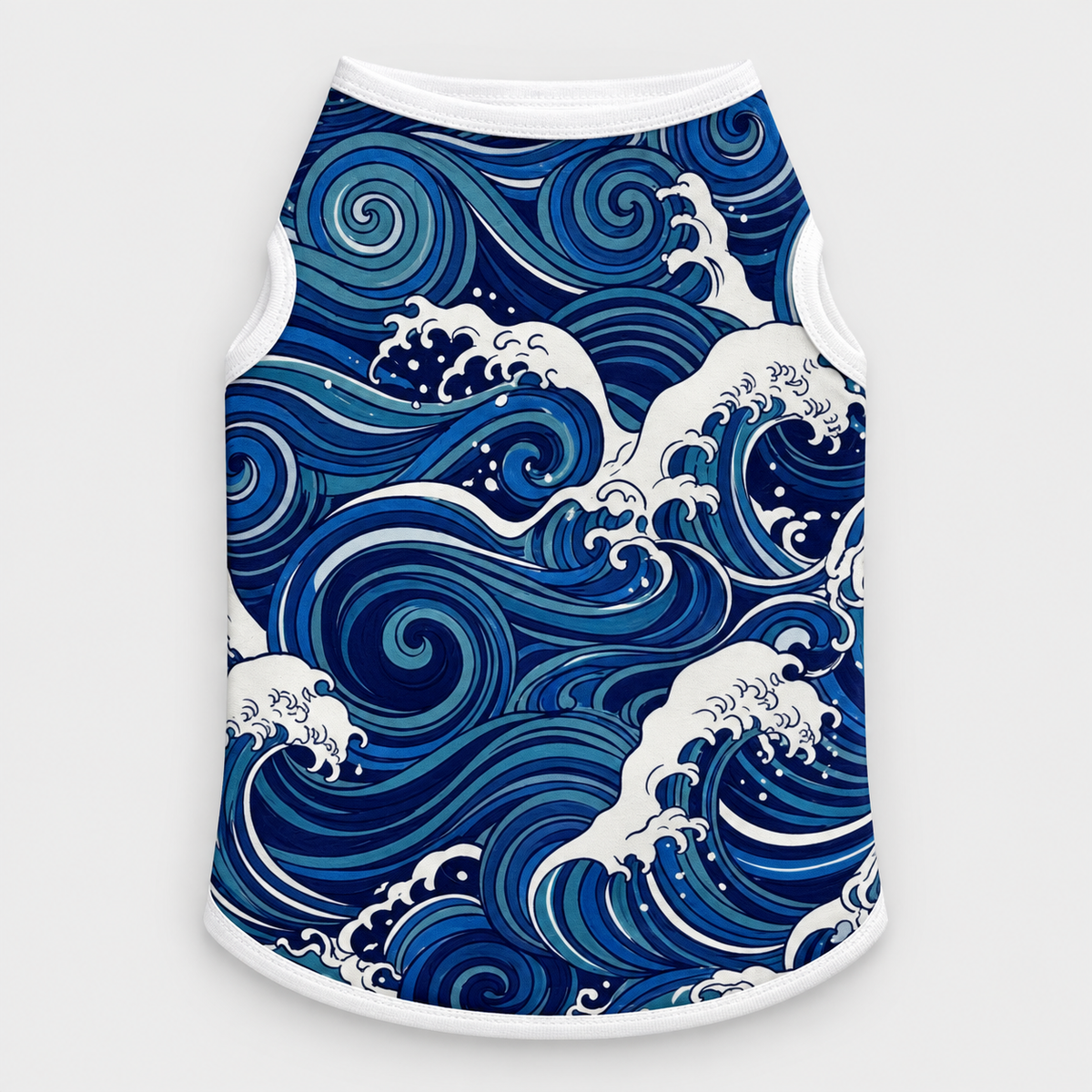 Japanese Waves French Bulldog Cotton Tank Top