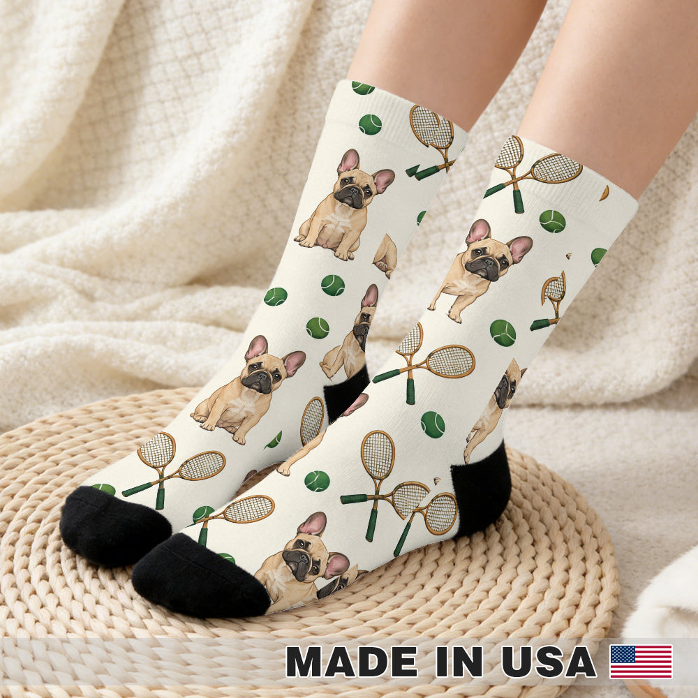 Frenchie Tennis Social Crew Socks