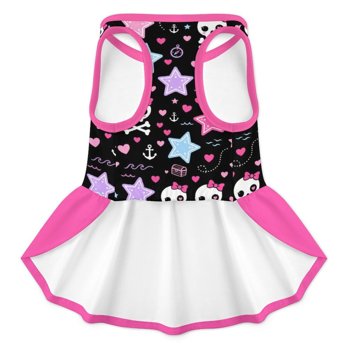 Pink Skull and Stars French Bulldog Ruffle Dress
