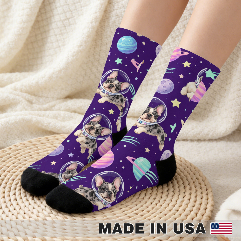 Frenchie Cosmic Pop Crew Socks