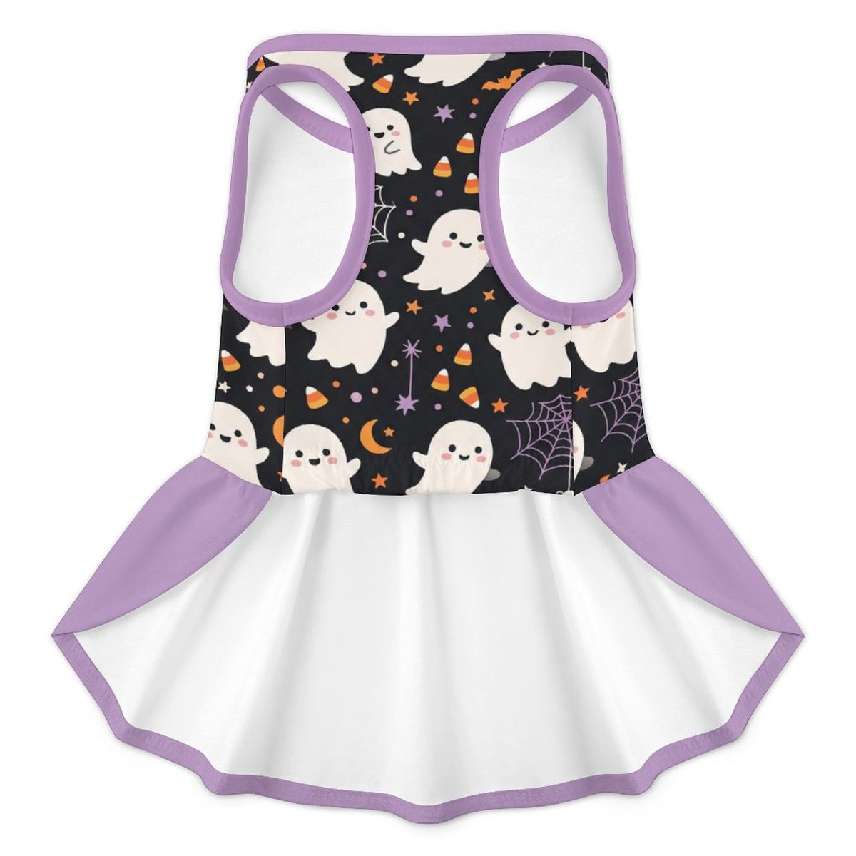 Cute Ghost Spiderweb French Bulldog Ruffle Dress