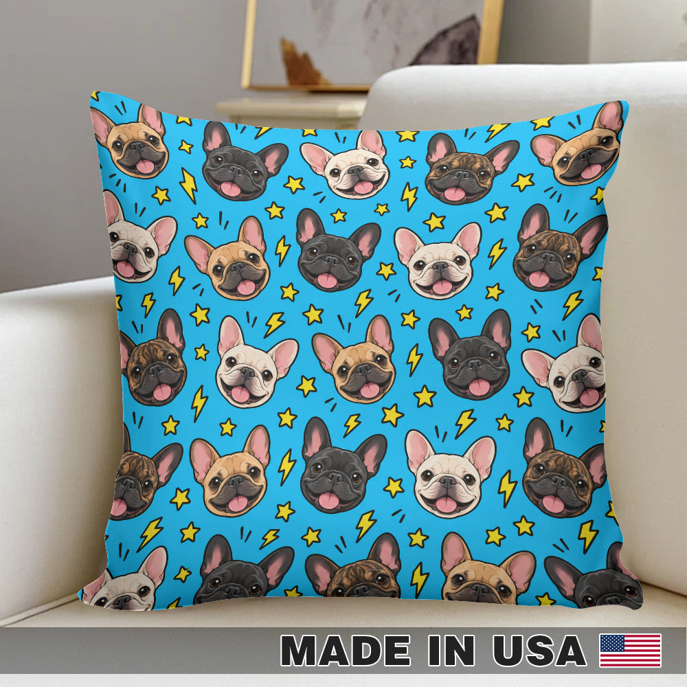 Comic Frenchie Chaos Pillow Cover