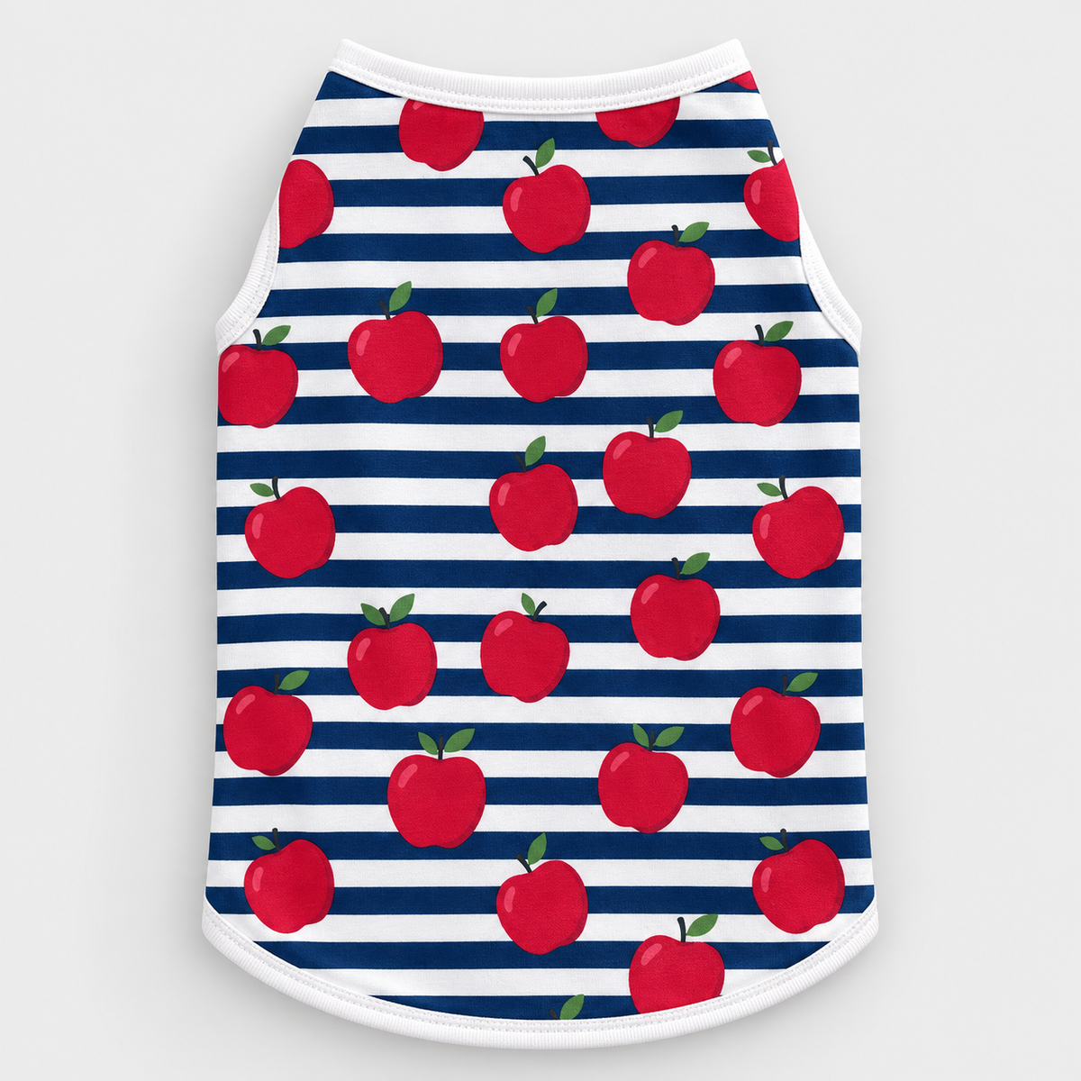 Red Apples & Nautical Stripes French Bulldog Cotton Tank Top