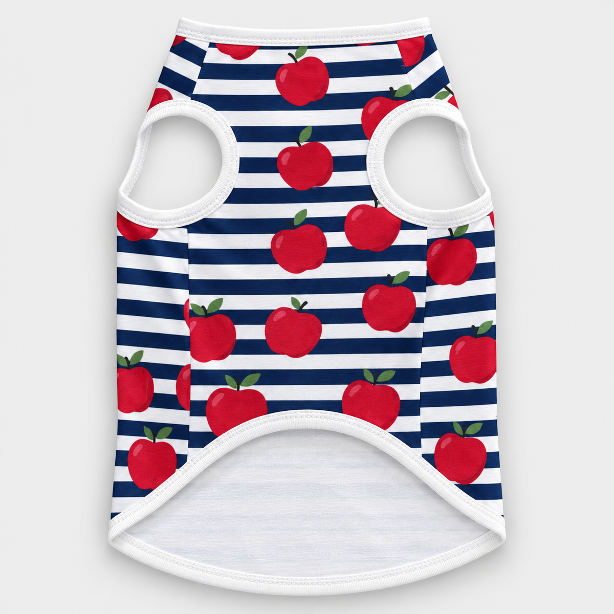 Red Apples & Nautical Stripes French Bulldog Cotton Tank Top