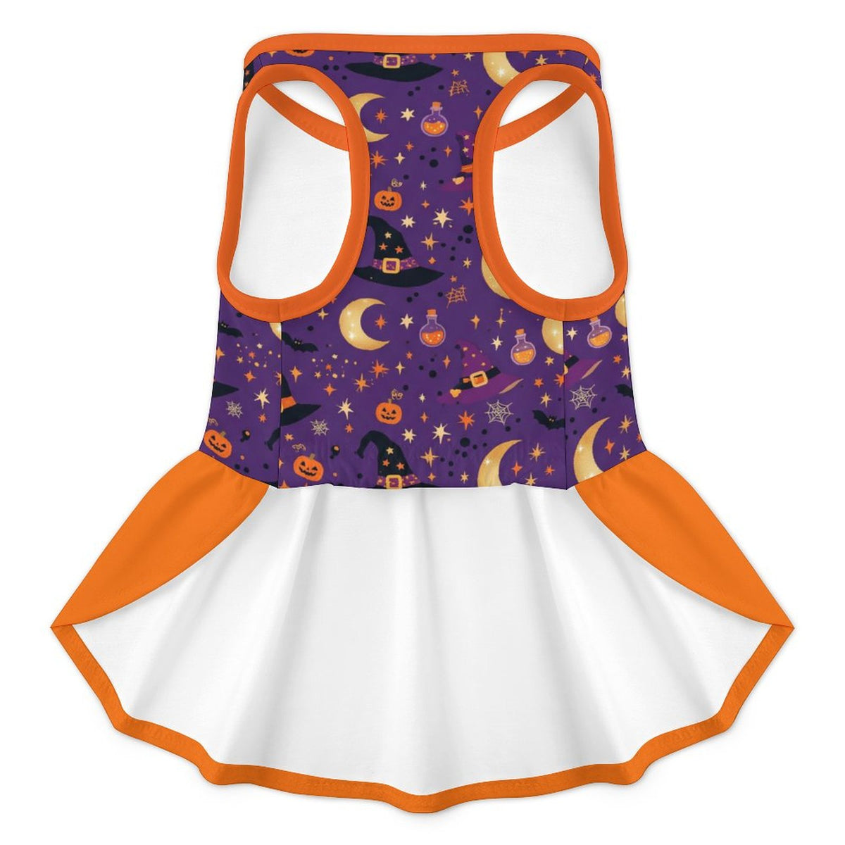 Halloween Witch Pumpkin French Bulldog Ruffle Dress