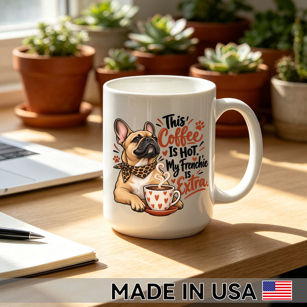 This Coffee Is Hot. My Frenchie Is Extra. — French Bulldog Coffee Mug
