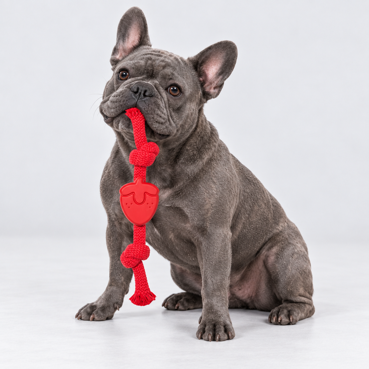 Colorful Rope French Bulldog Tug Toy — Strawberry