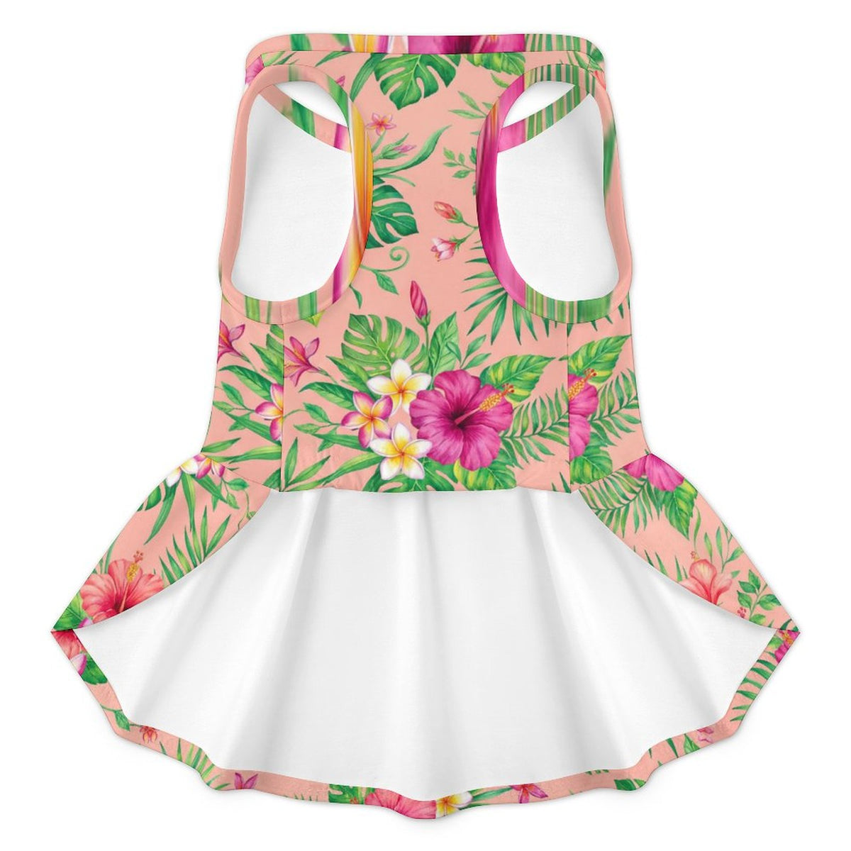 Tropical Hibiscus Floral French Bulldog Ruffle Dress