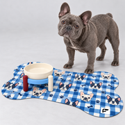 Bistro Blue Frenchie Bone-Shaped Dog Bowl Mat